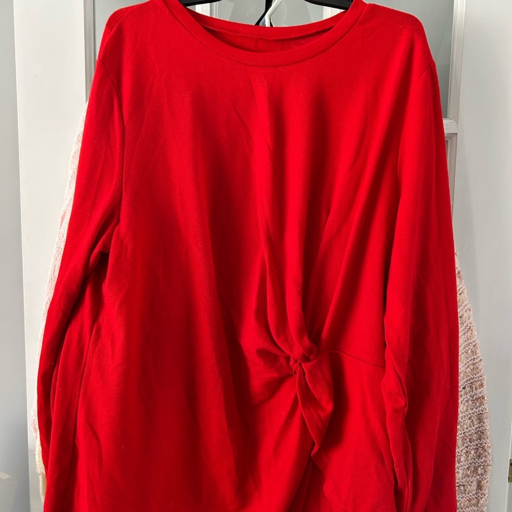 🔥$2 Red Women's Top with Knot Detail SHEIN 3x 😍